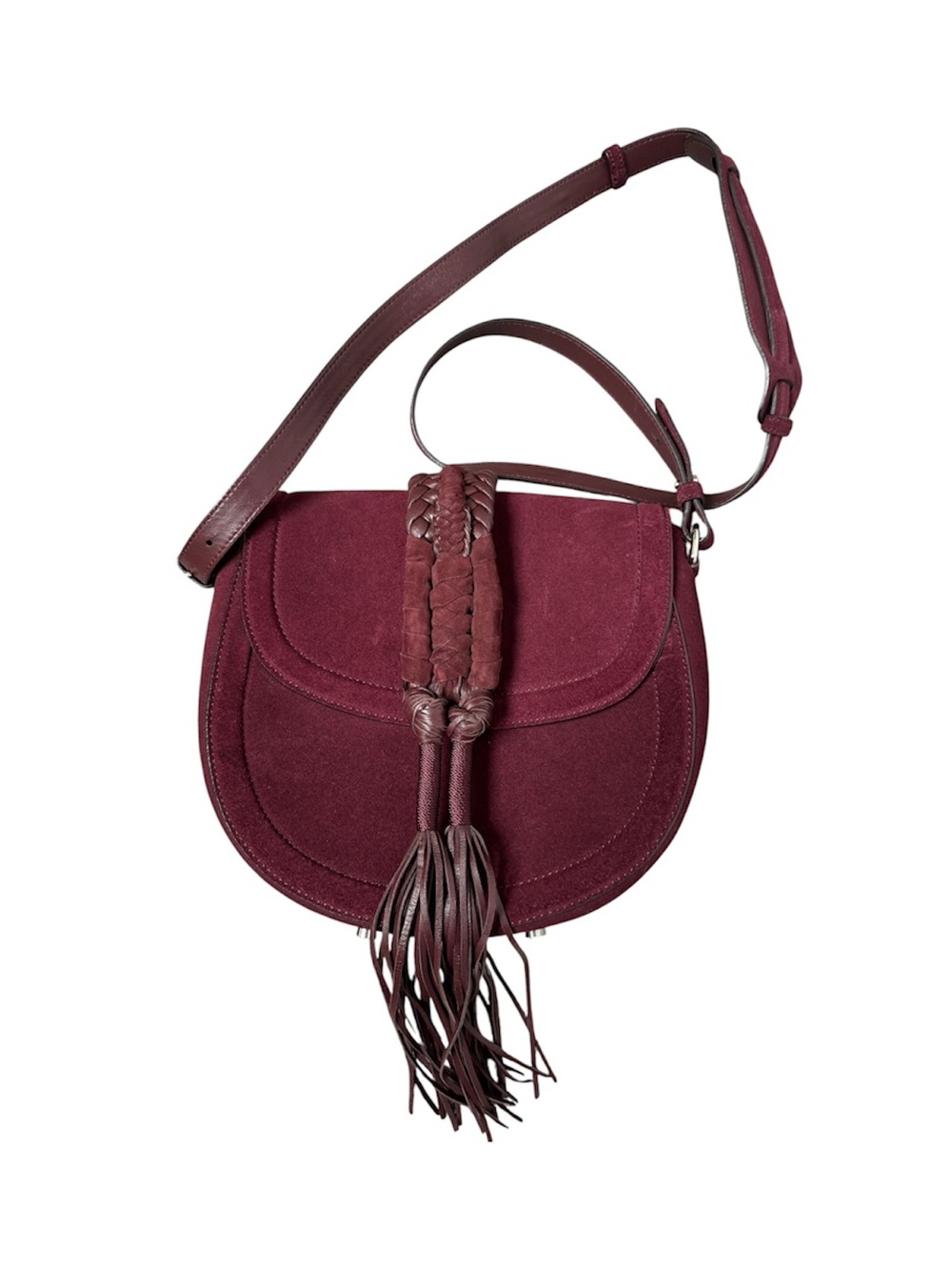Altuzarra Ghianda Knot Saddle Bag Burgundy Suede